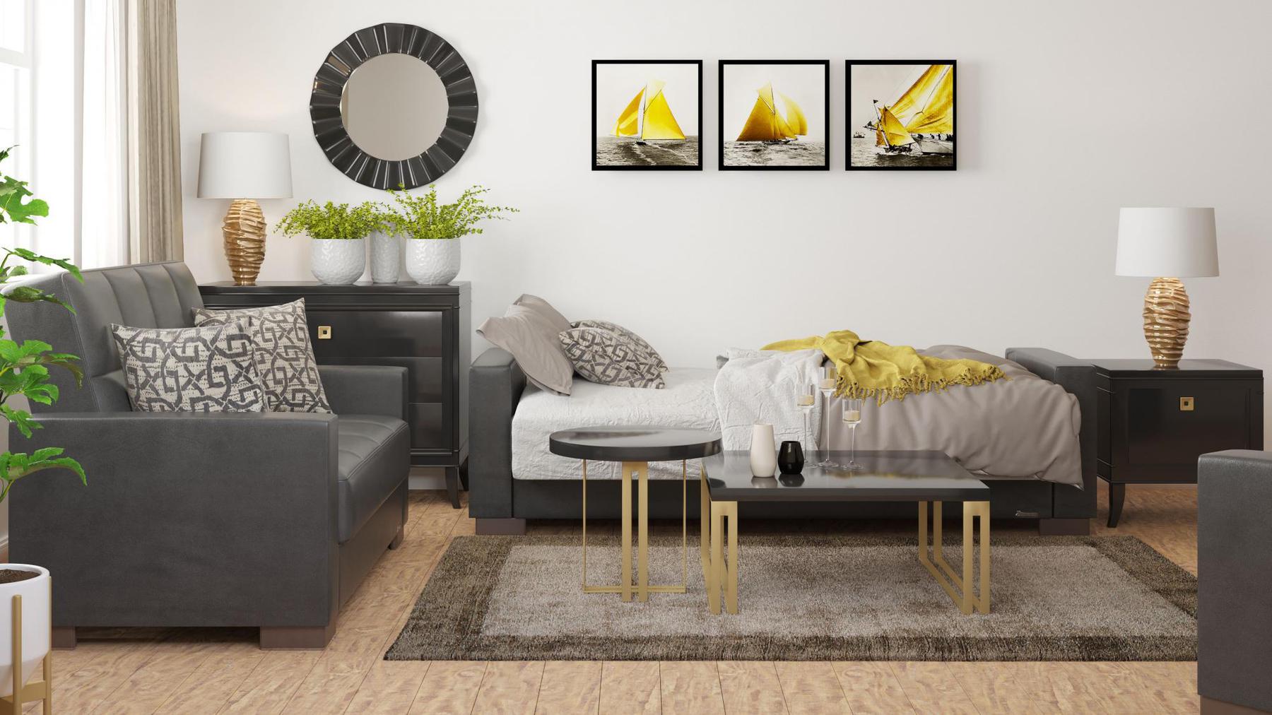 black leather sofa set