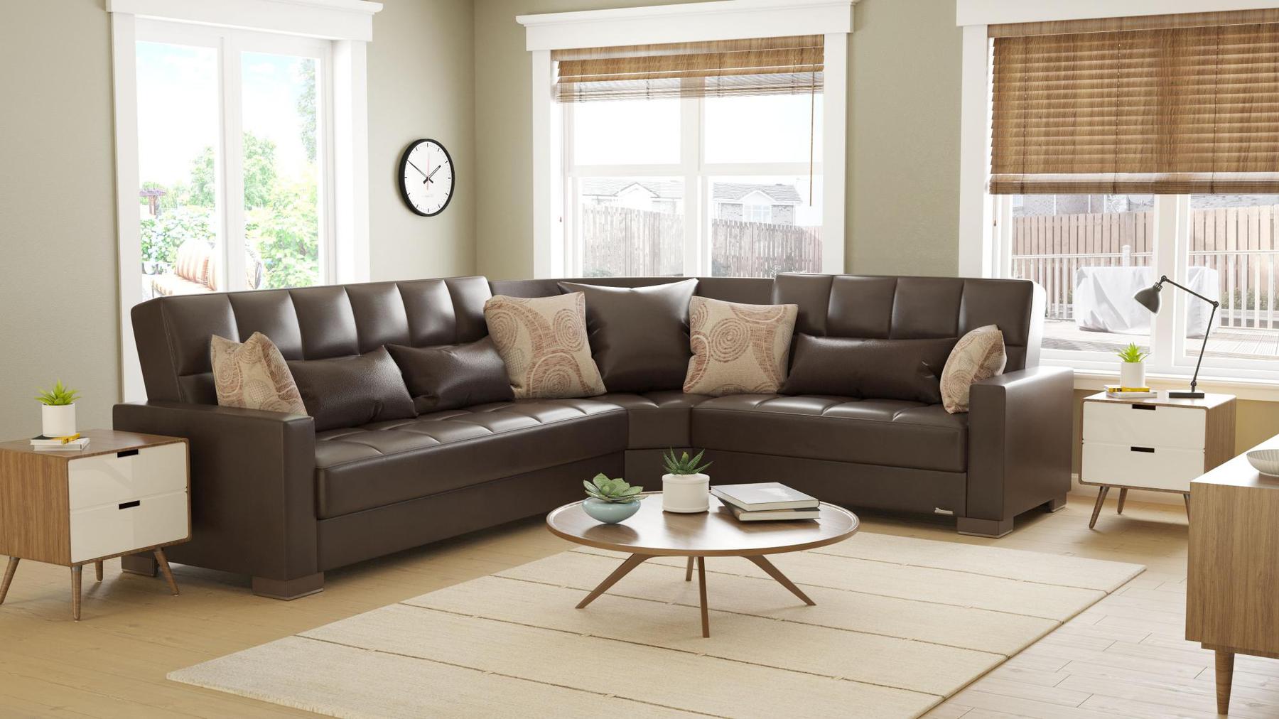 dark brown leather sofa sectional