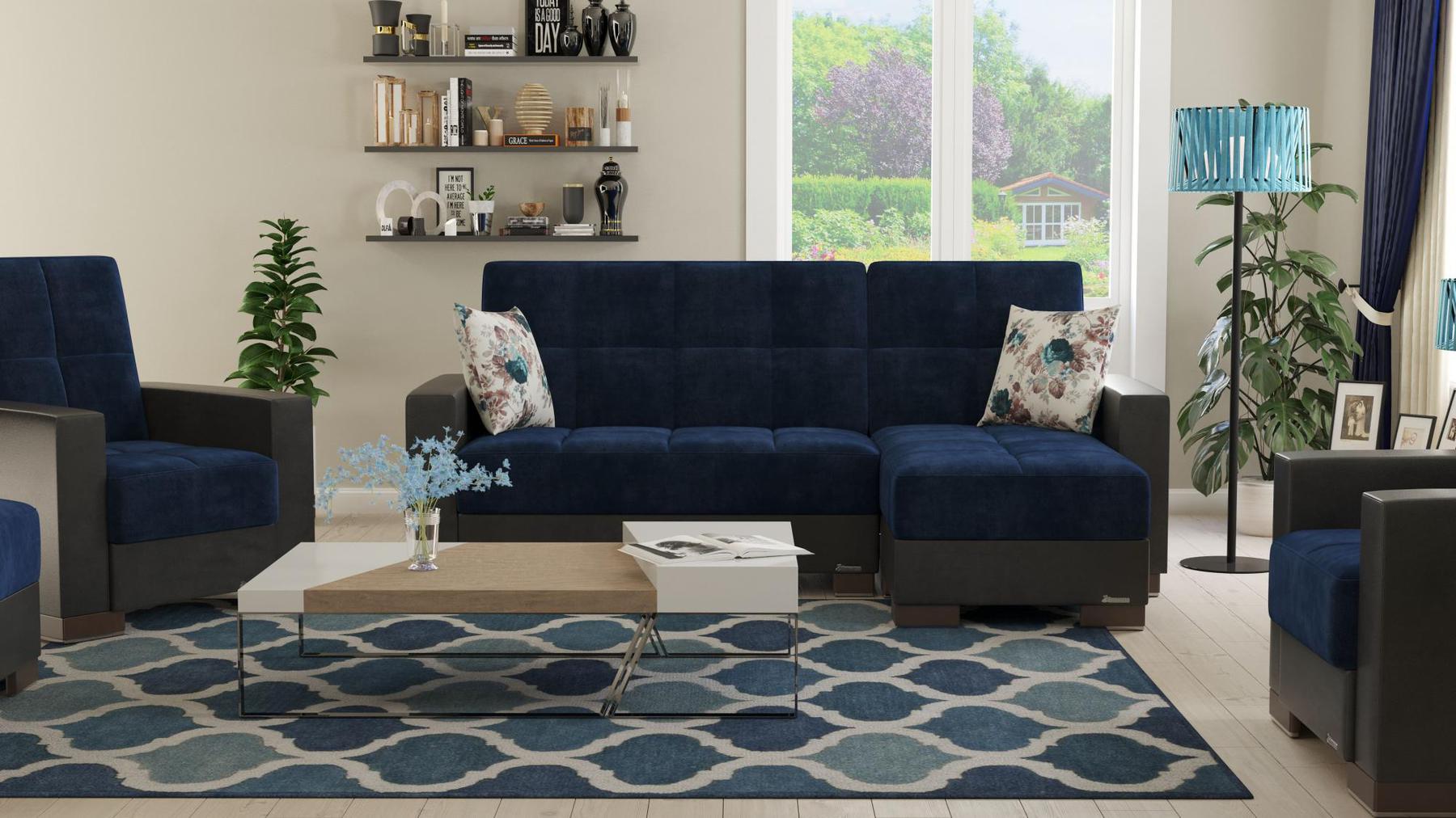 blue fabric sofa sectional