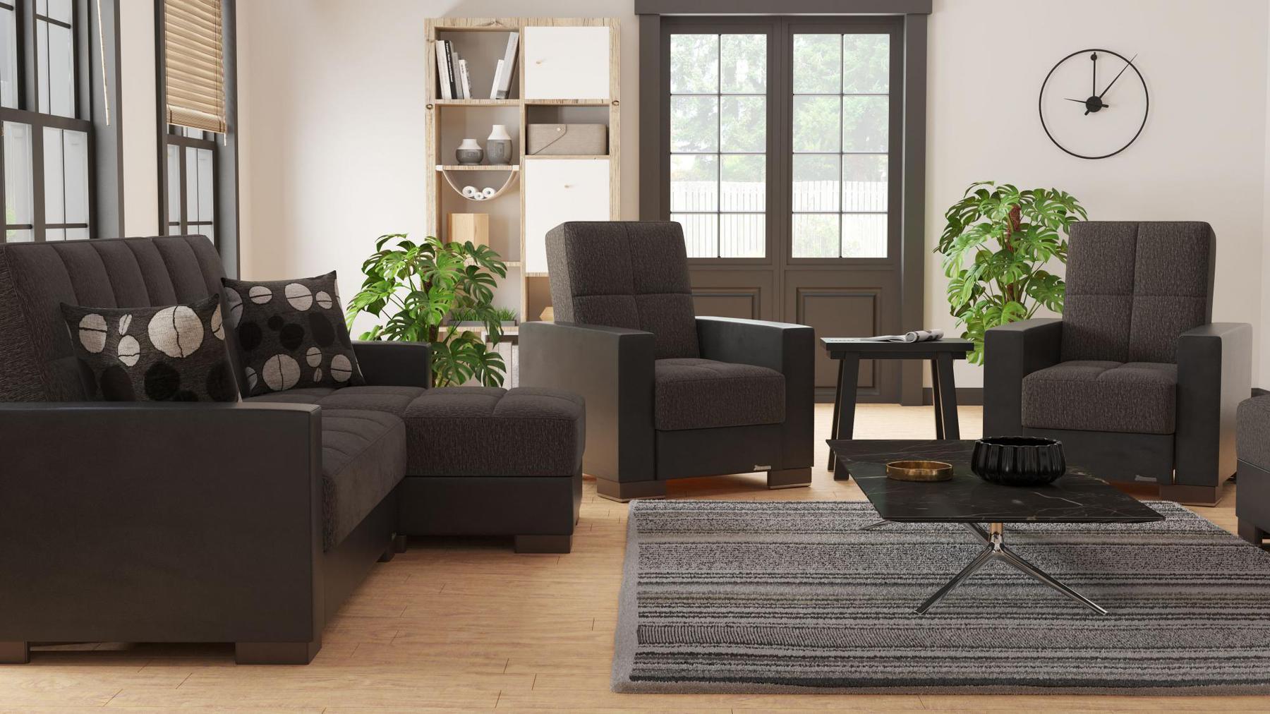 dark grey sofa set
