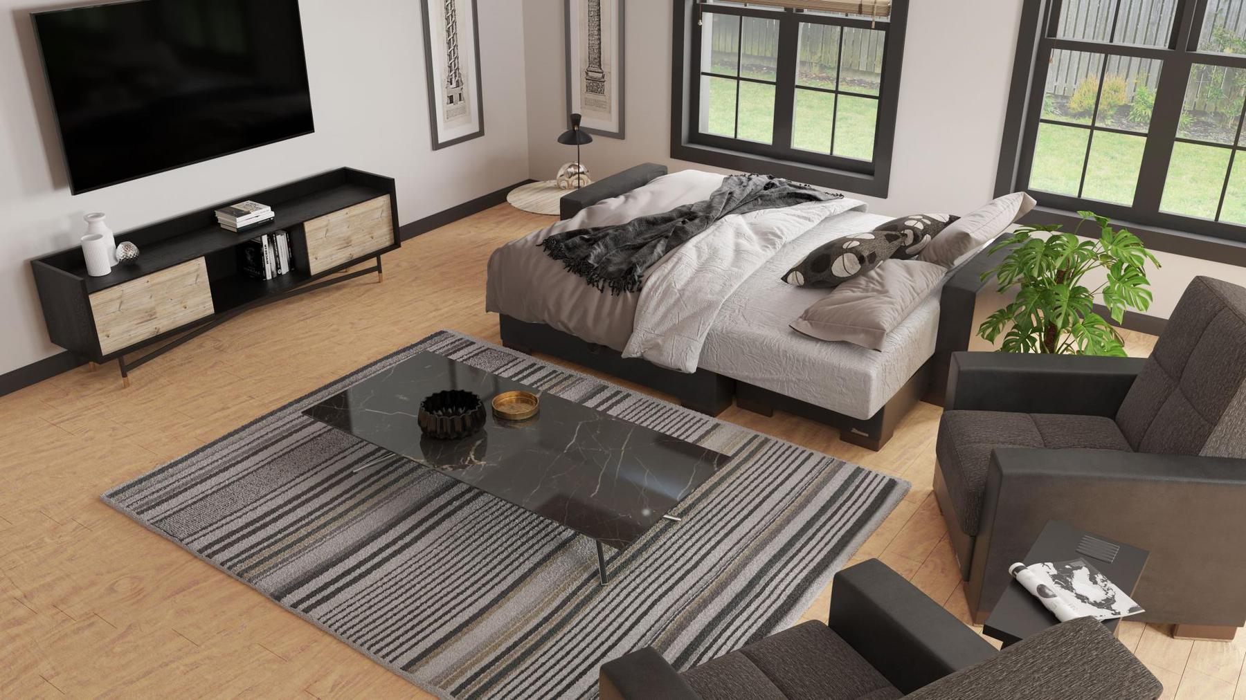 dark grey convert bed