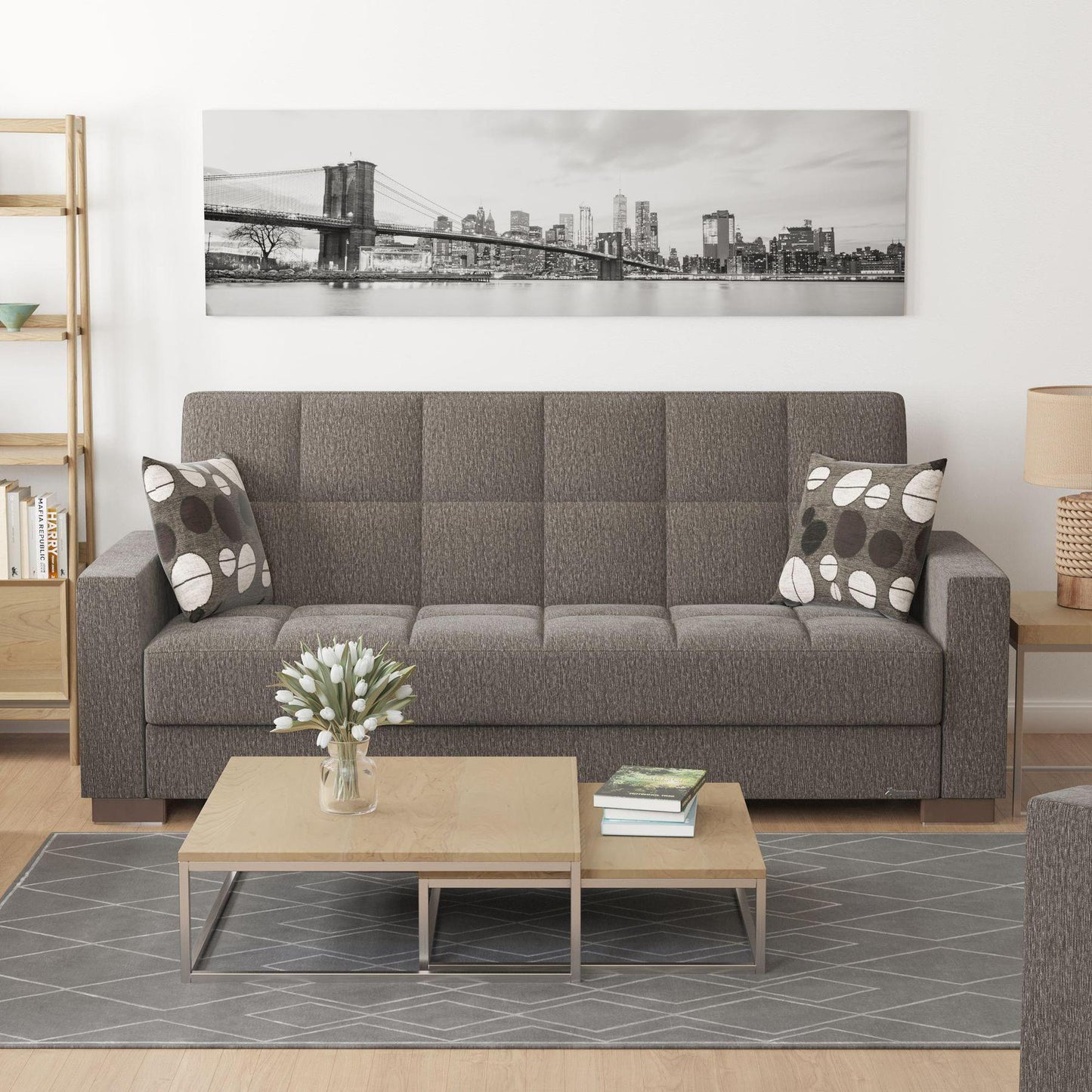 dark grey fabric sofa 