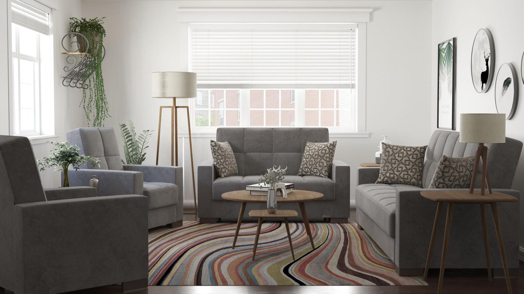 dark grey fabric sofa set
