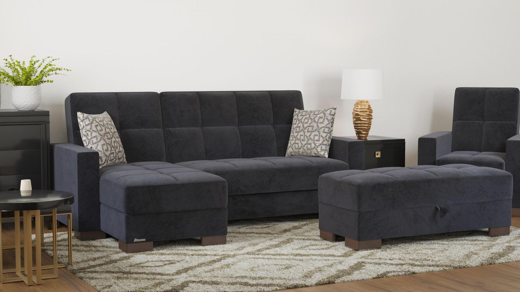 blue fabric sofa sectional