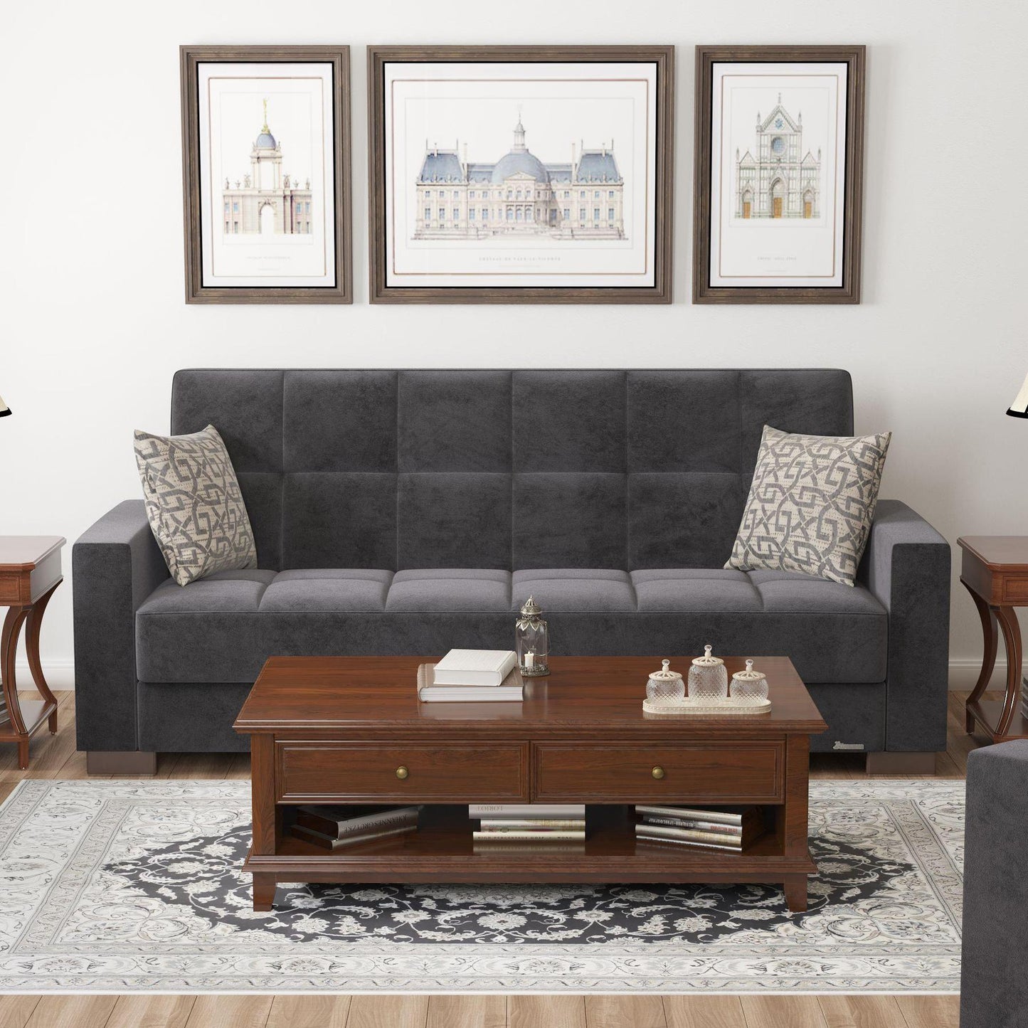 black fabric sofa 