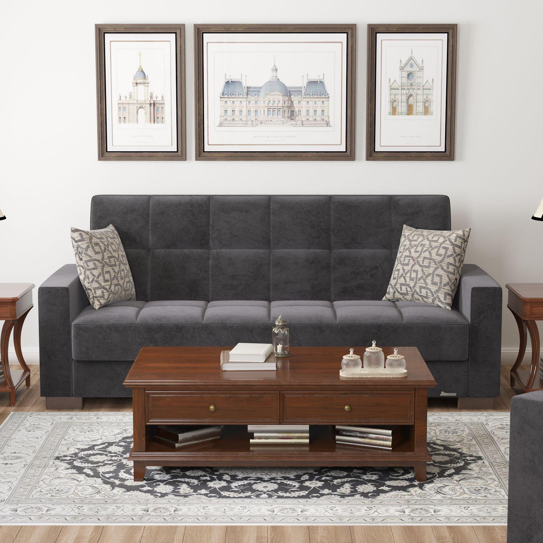 black fabric sofa 