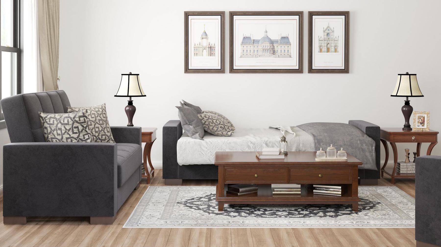 black fabric sofa 