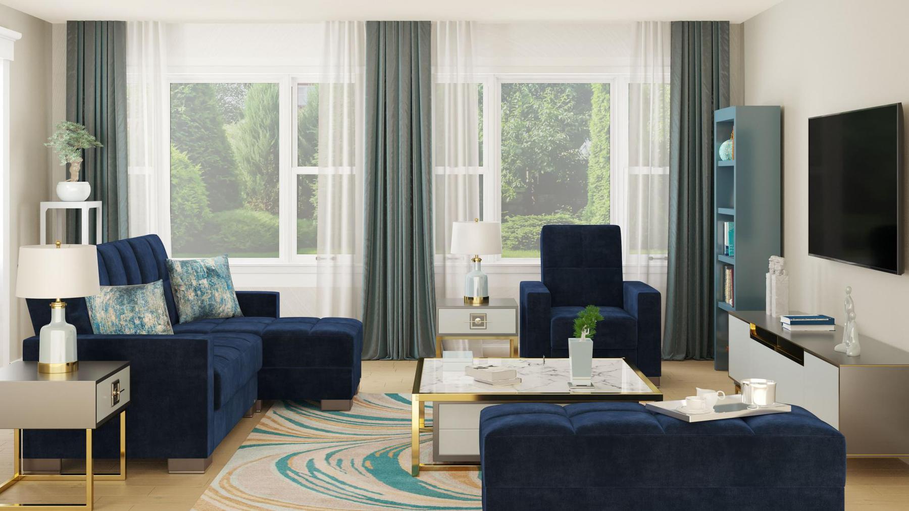 blue sofa sectional