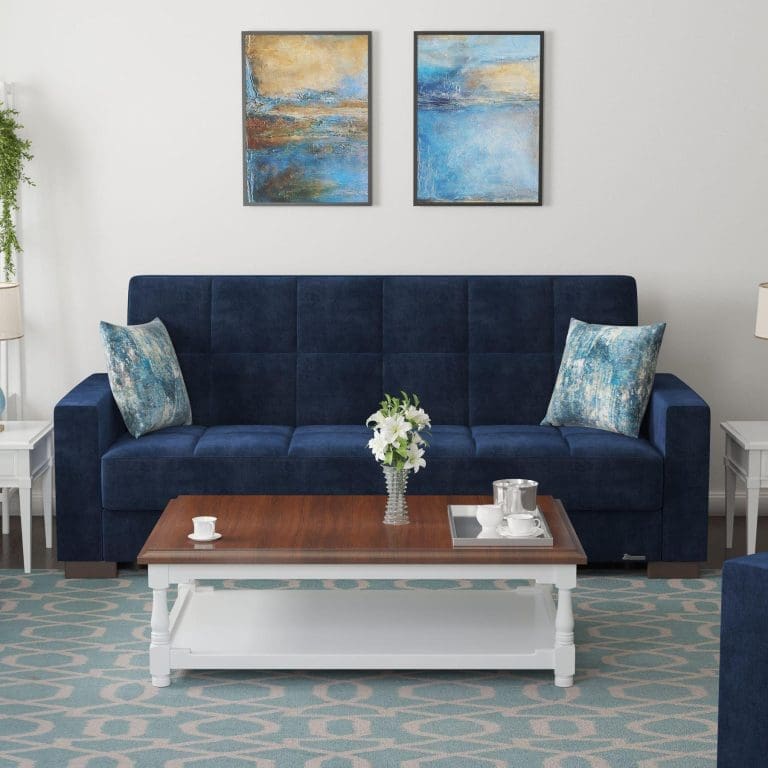 blue fabric sofa 