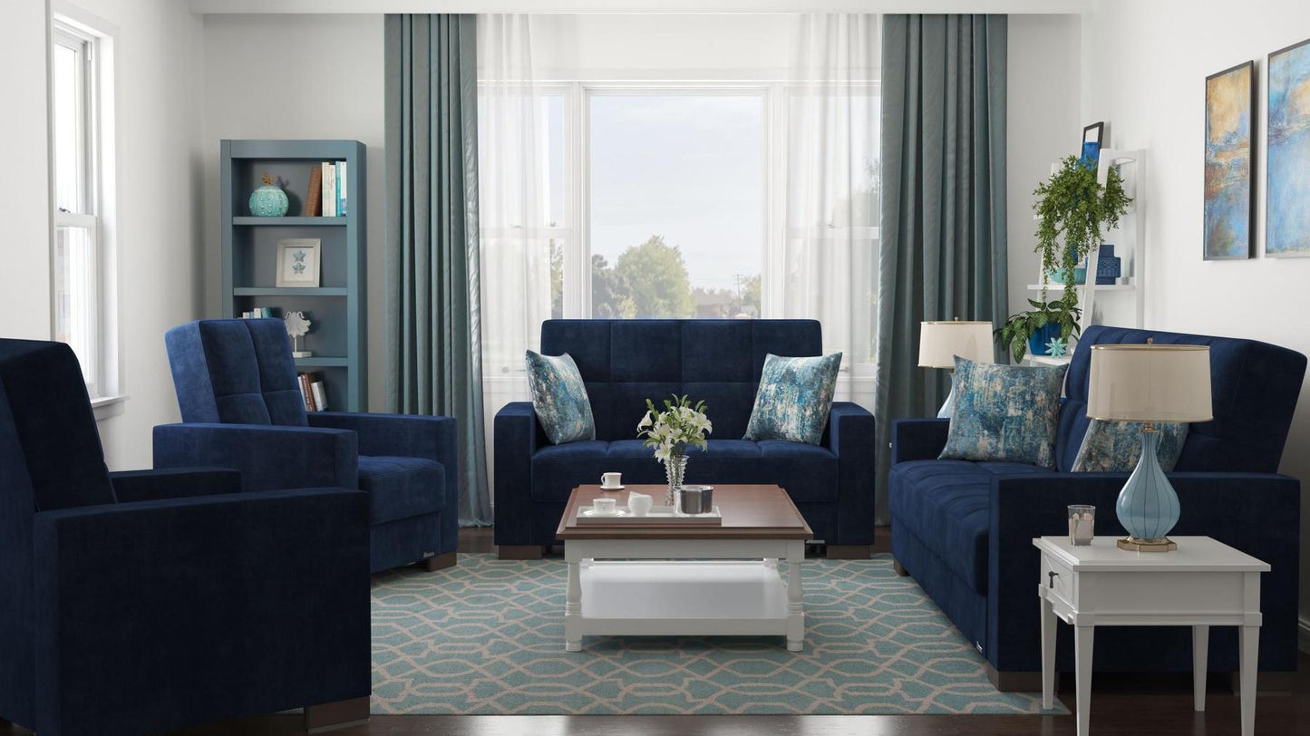 blue fabric sofa set