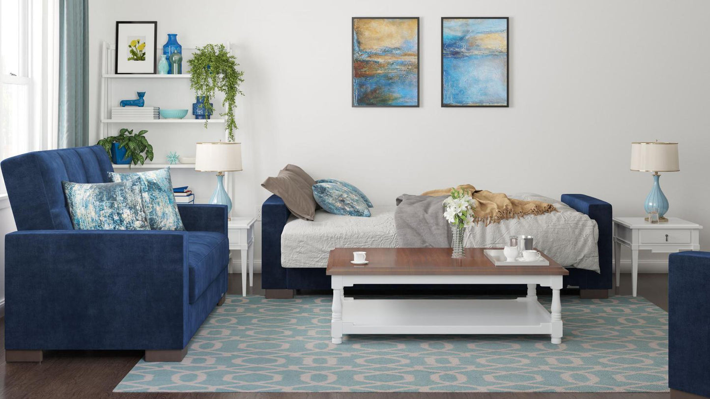 blue fabric sofa set