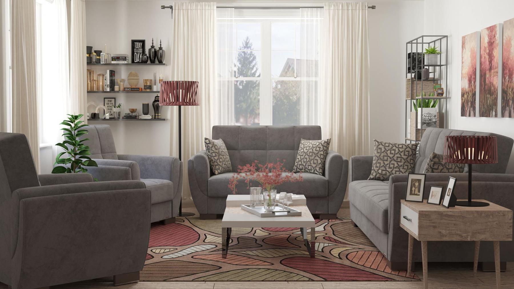 dark grey fabric sofa set