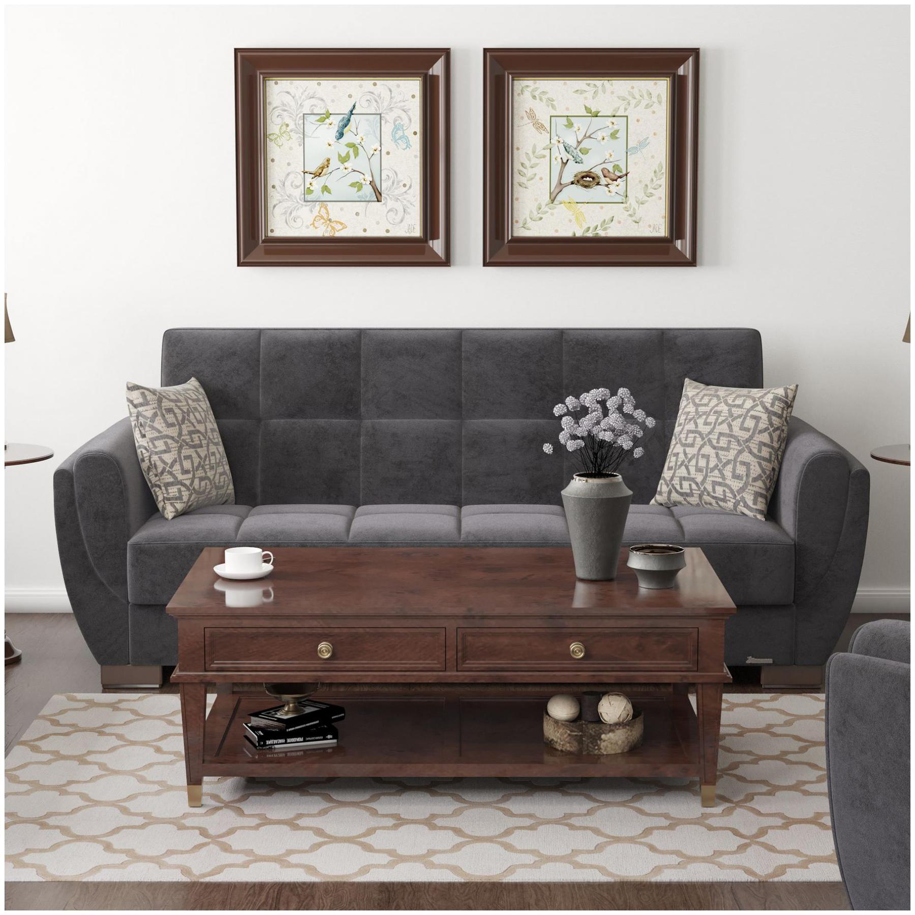 black fabric sofa
