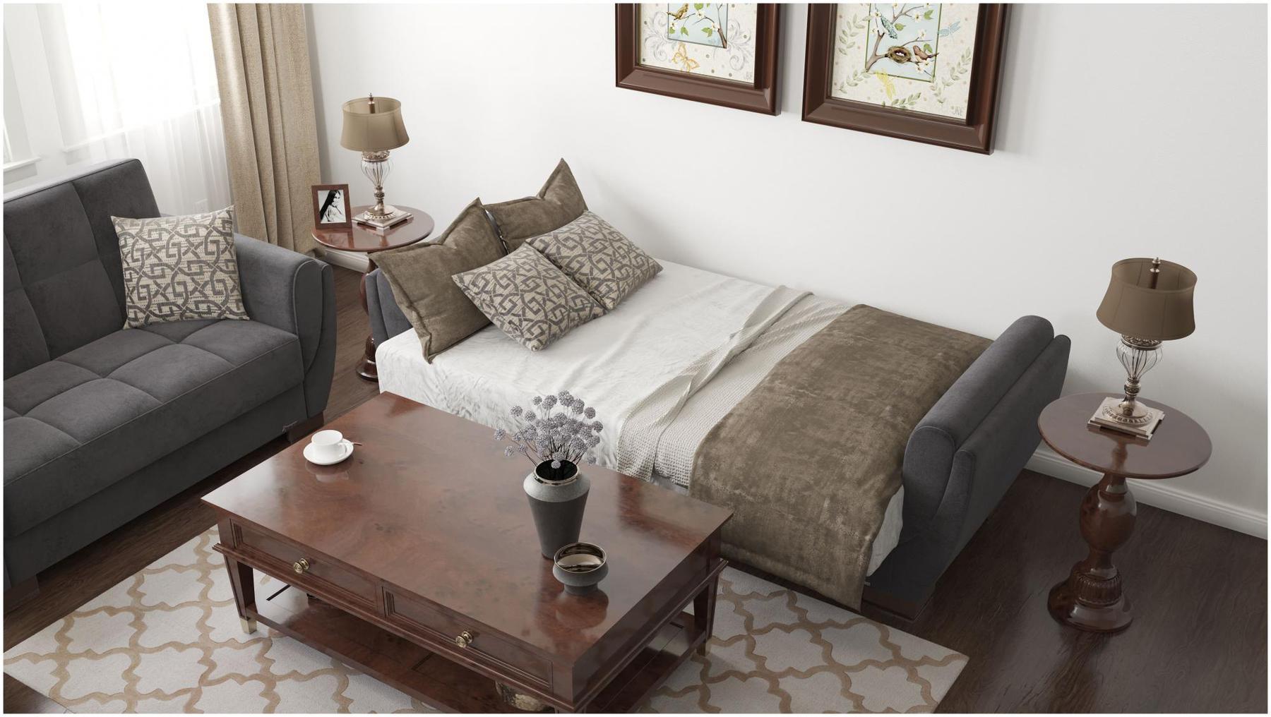 black fabric sofa bed