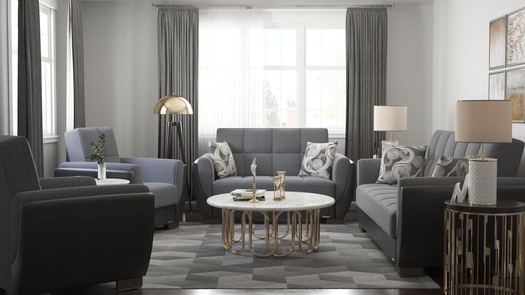 grey fabric sofa set