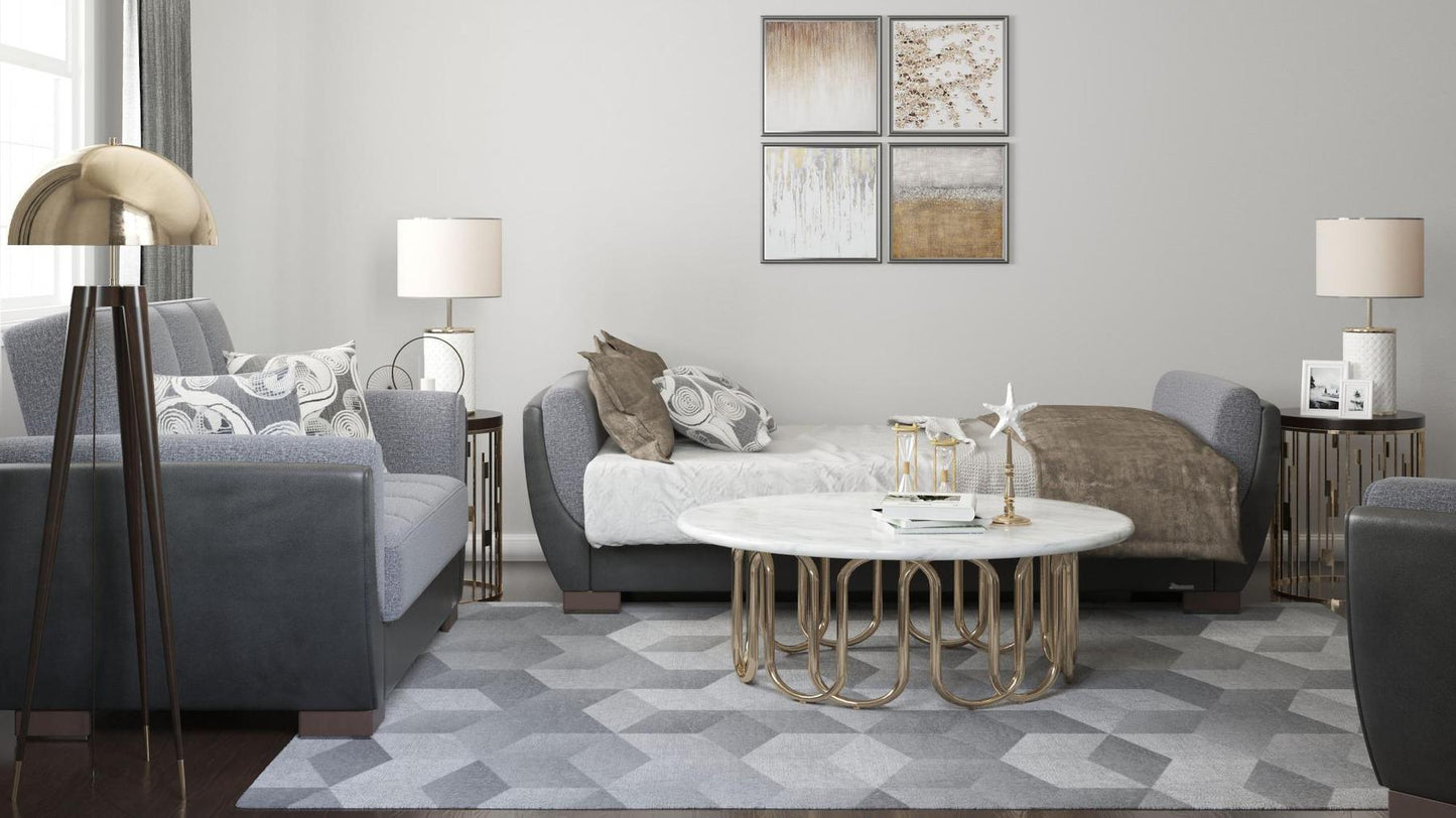 grey fabric sofa cum bed