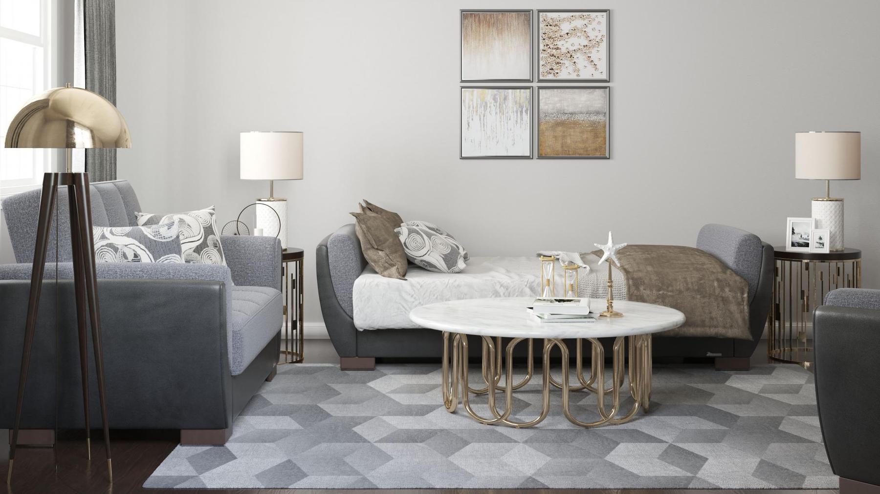 grey fabric sofa cum bed