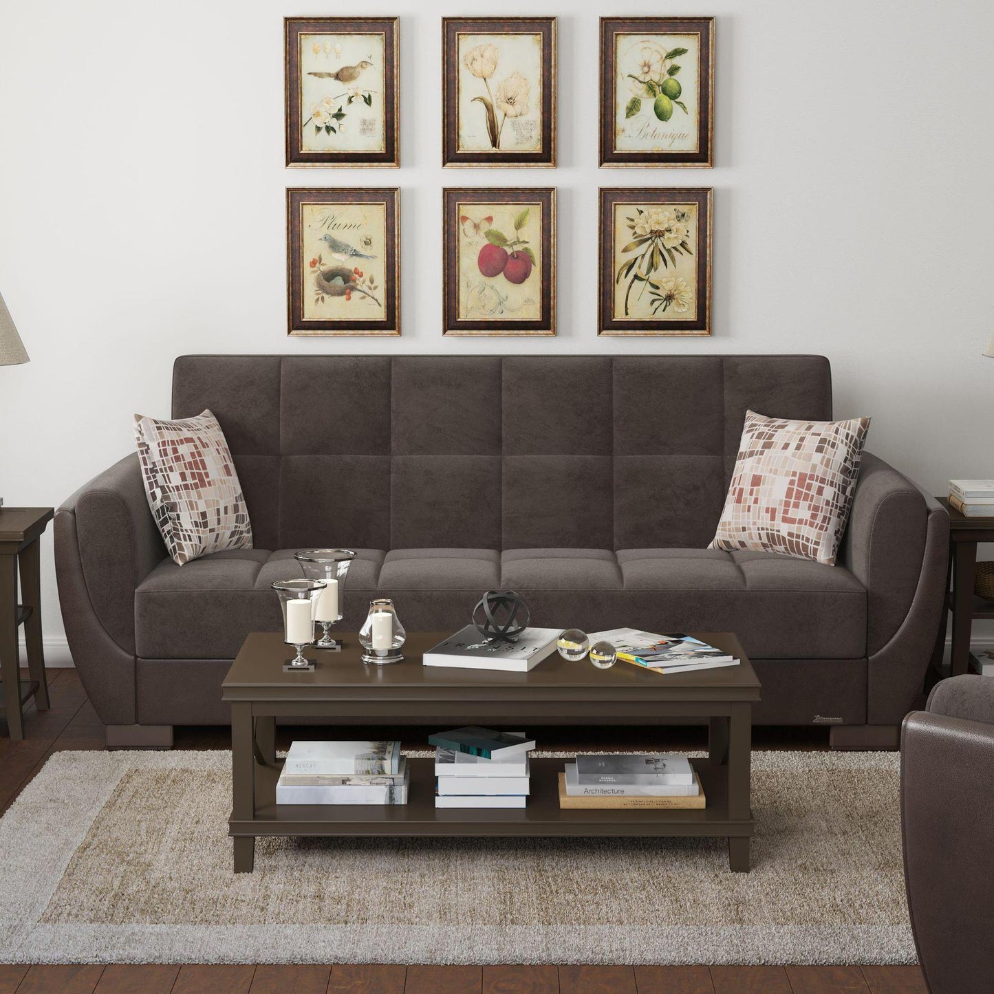 brown fabric sofa