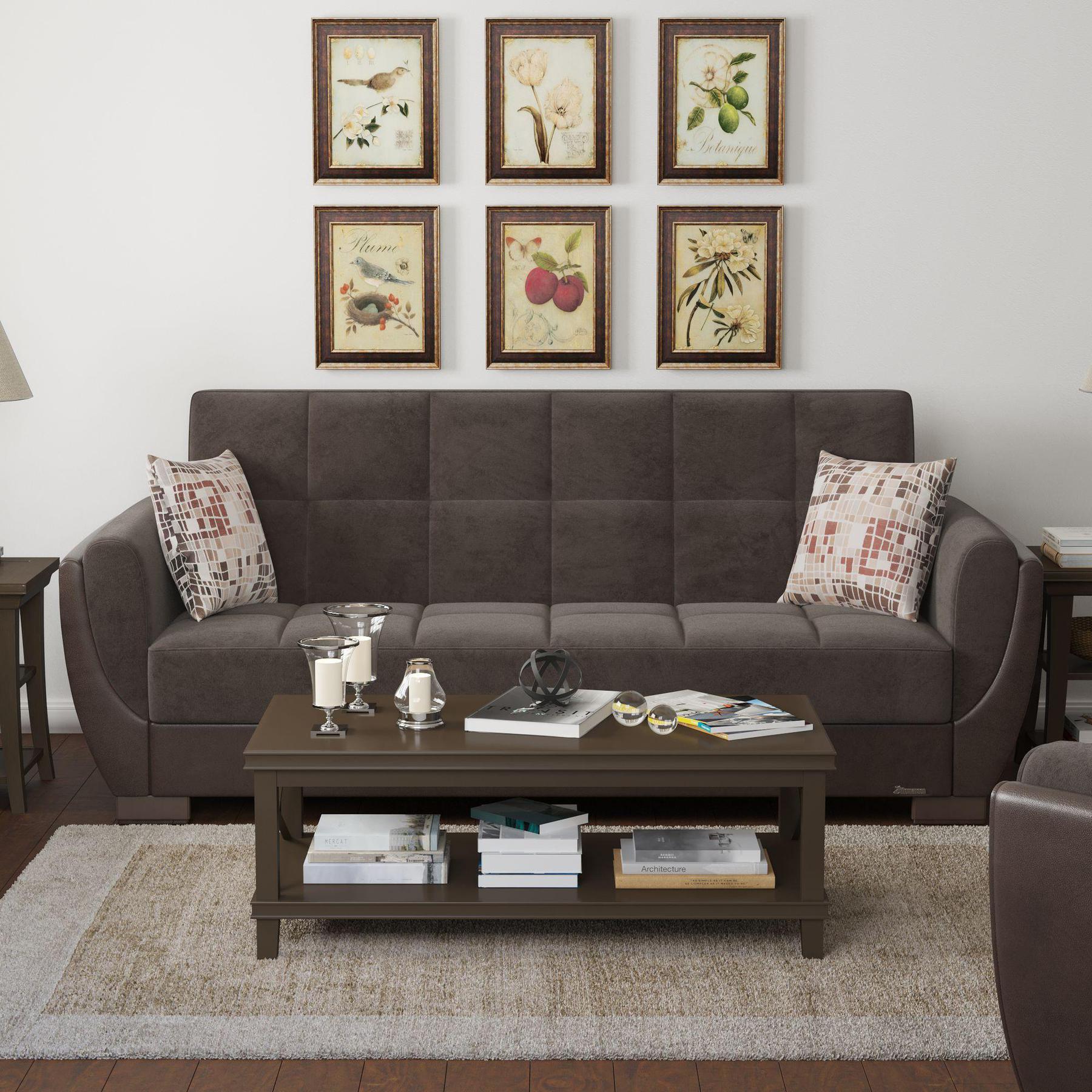 brown fabric sofa