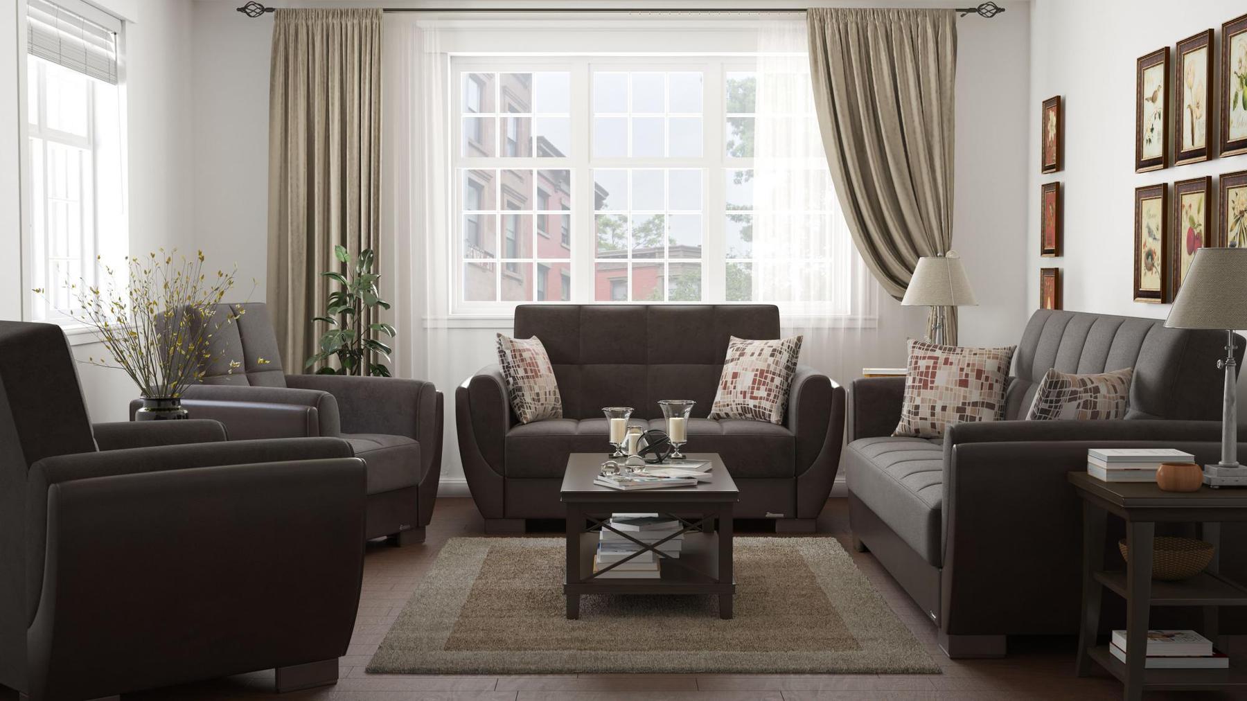 black fabric sofa set
