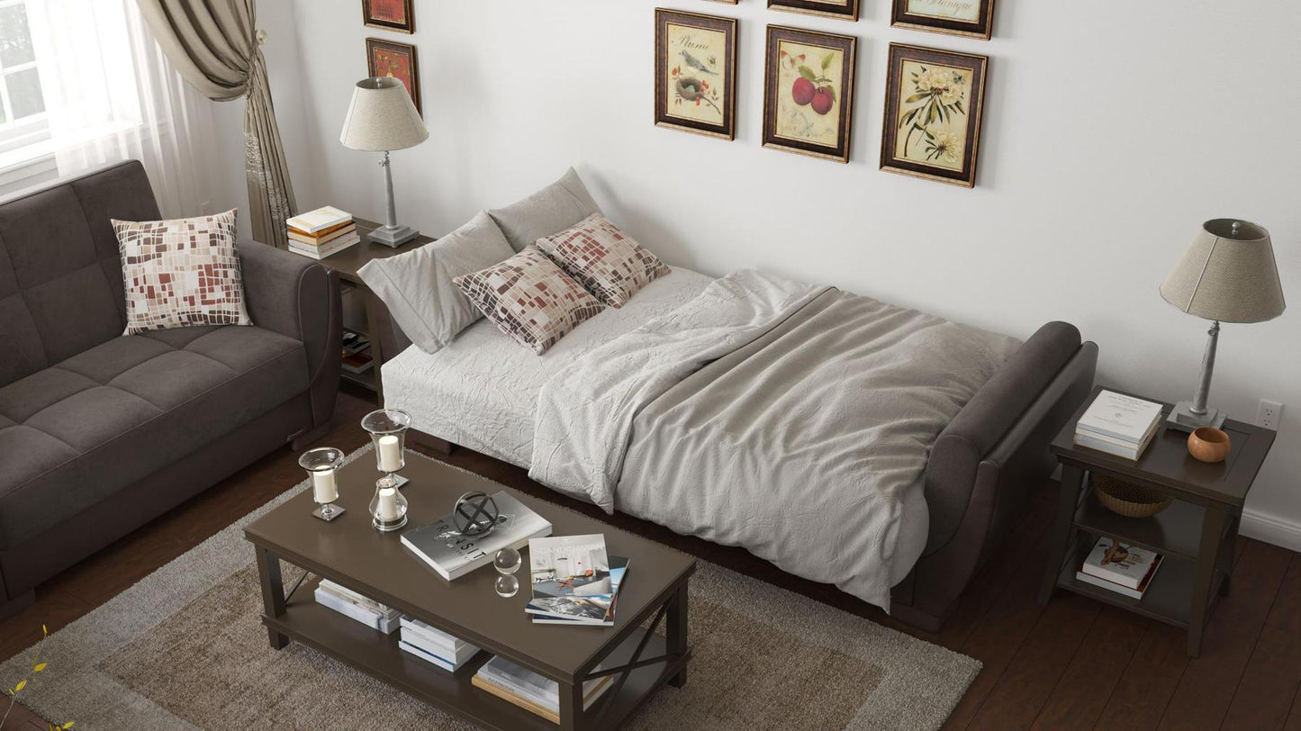 grey fabric sofa cum bed