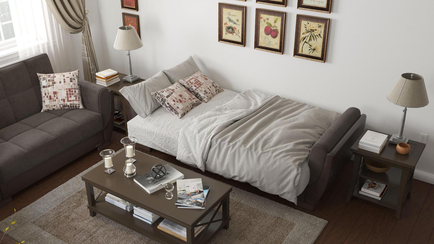 grey fabric sofa cum bed
