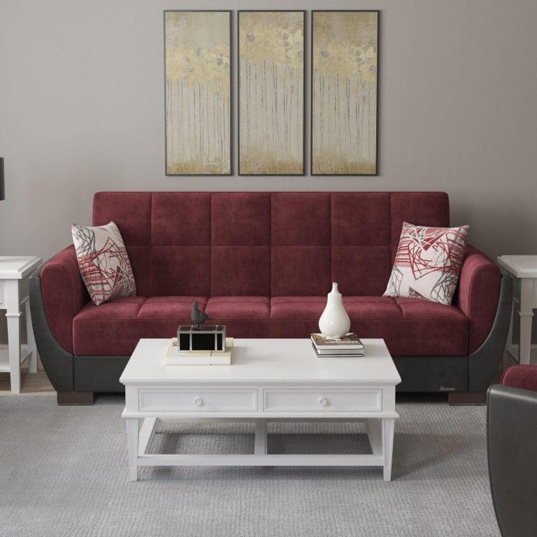 burgundy fabric sofa 