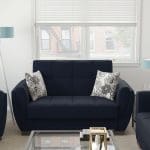 blue fabric love seat