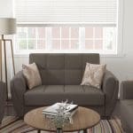 dark grey fabric love seat