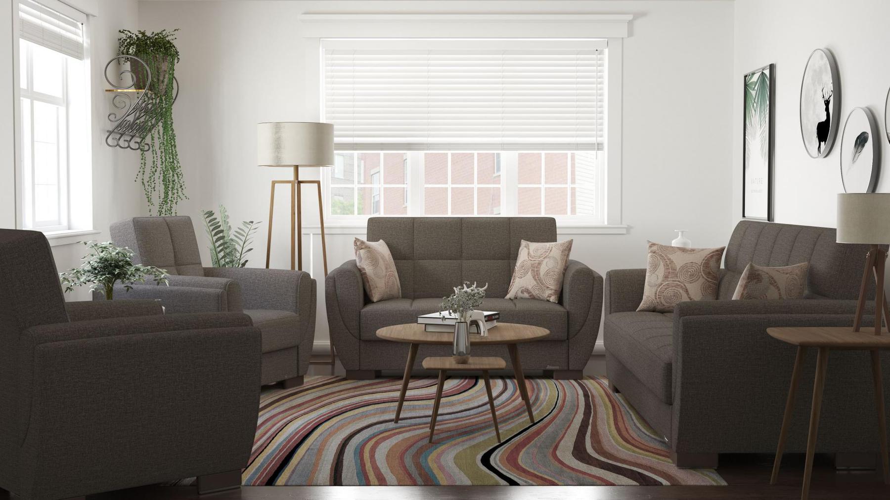 brown fabric sofa set