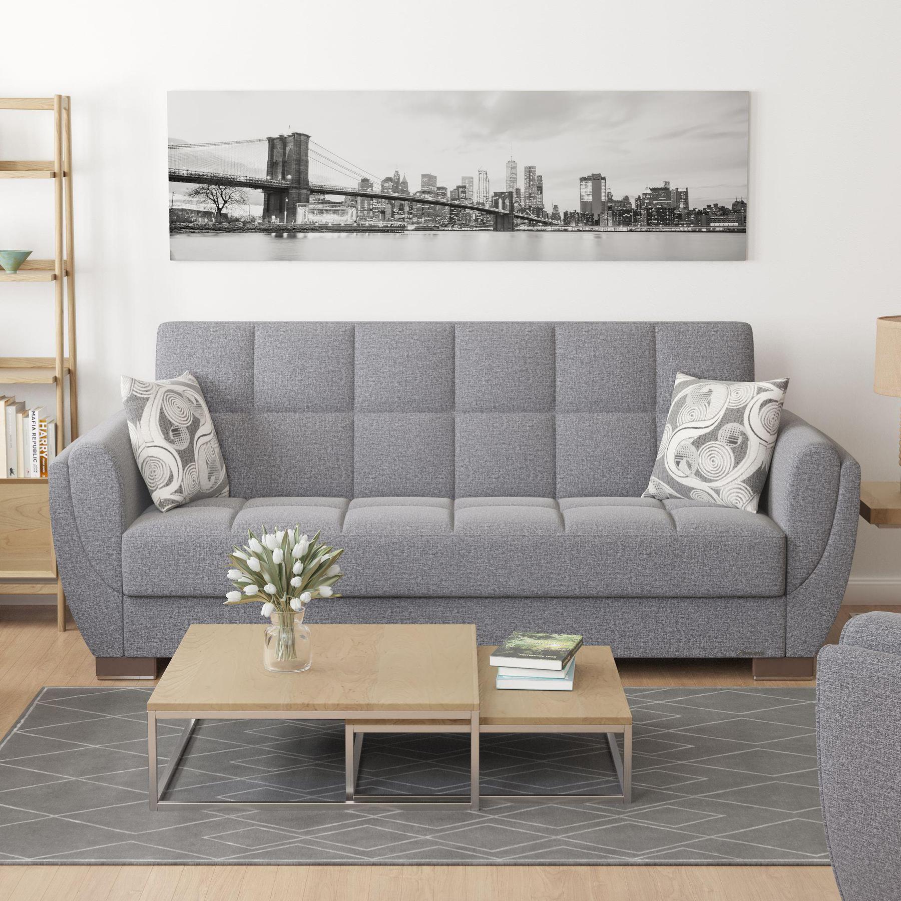 grey fabric sofa