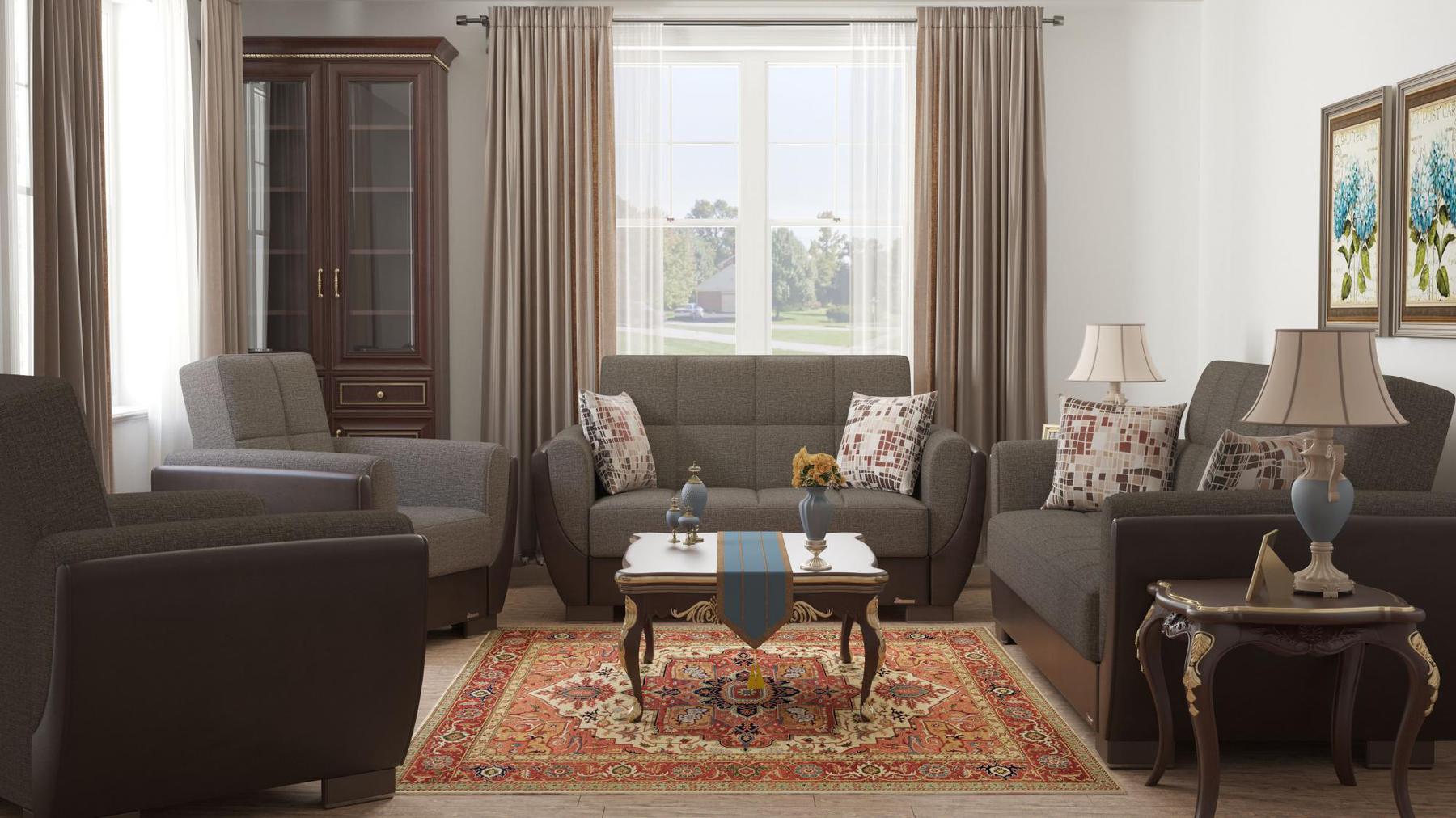 dark grey fabric sofa set