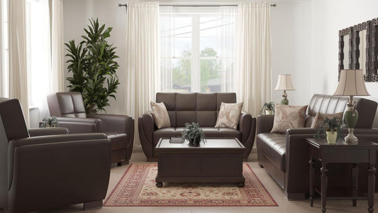 dark brown leather sofa set