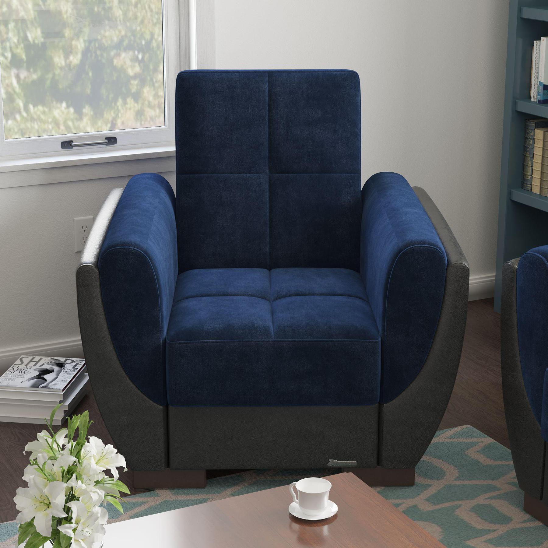 blue fabric chair