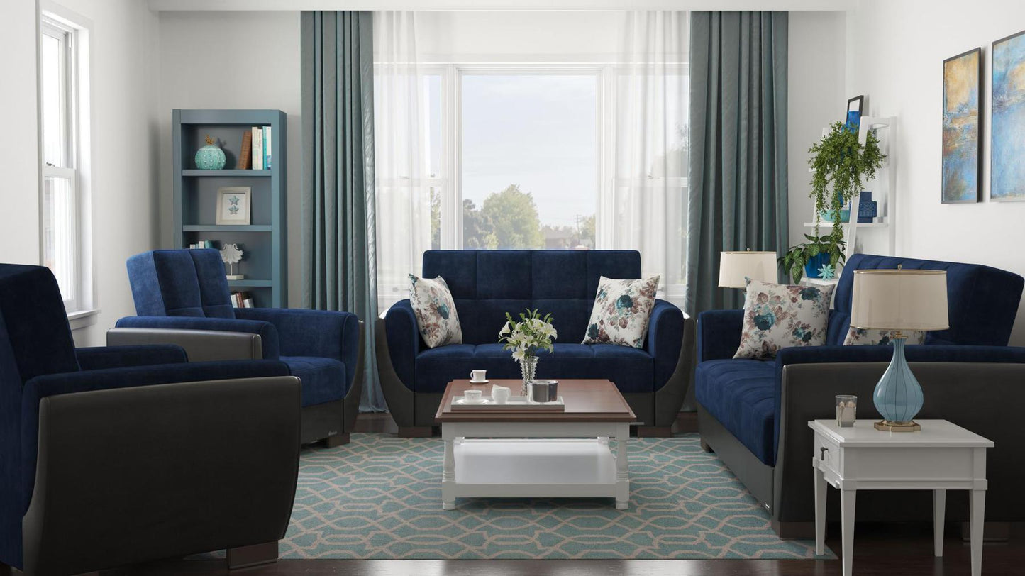 blue fabric sofa set