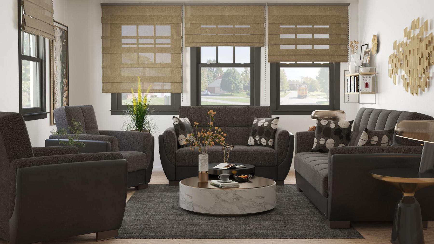 brown fabric sofa set