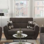 dark grey fabric love seat