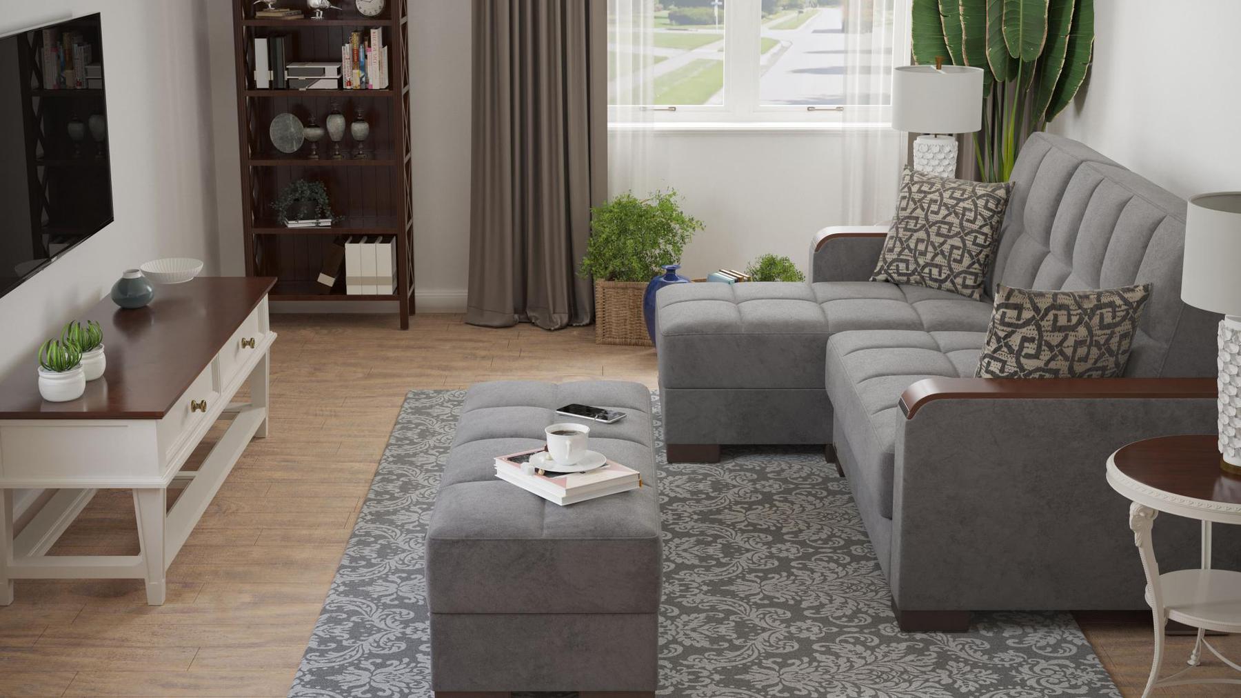 grey ottoman