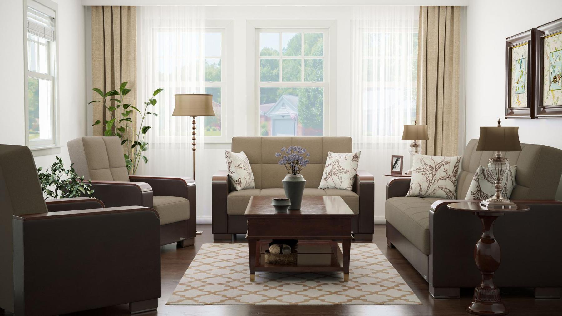beige fabric sofa set
