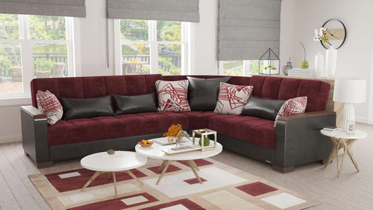 burgundy fabric sofa sectional
