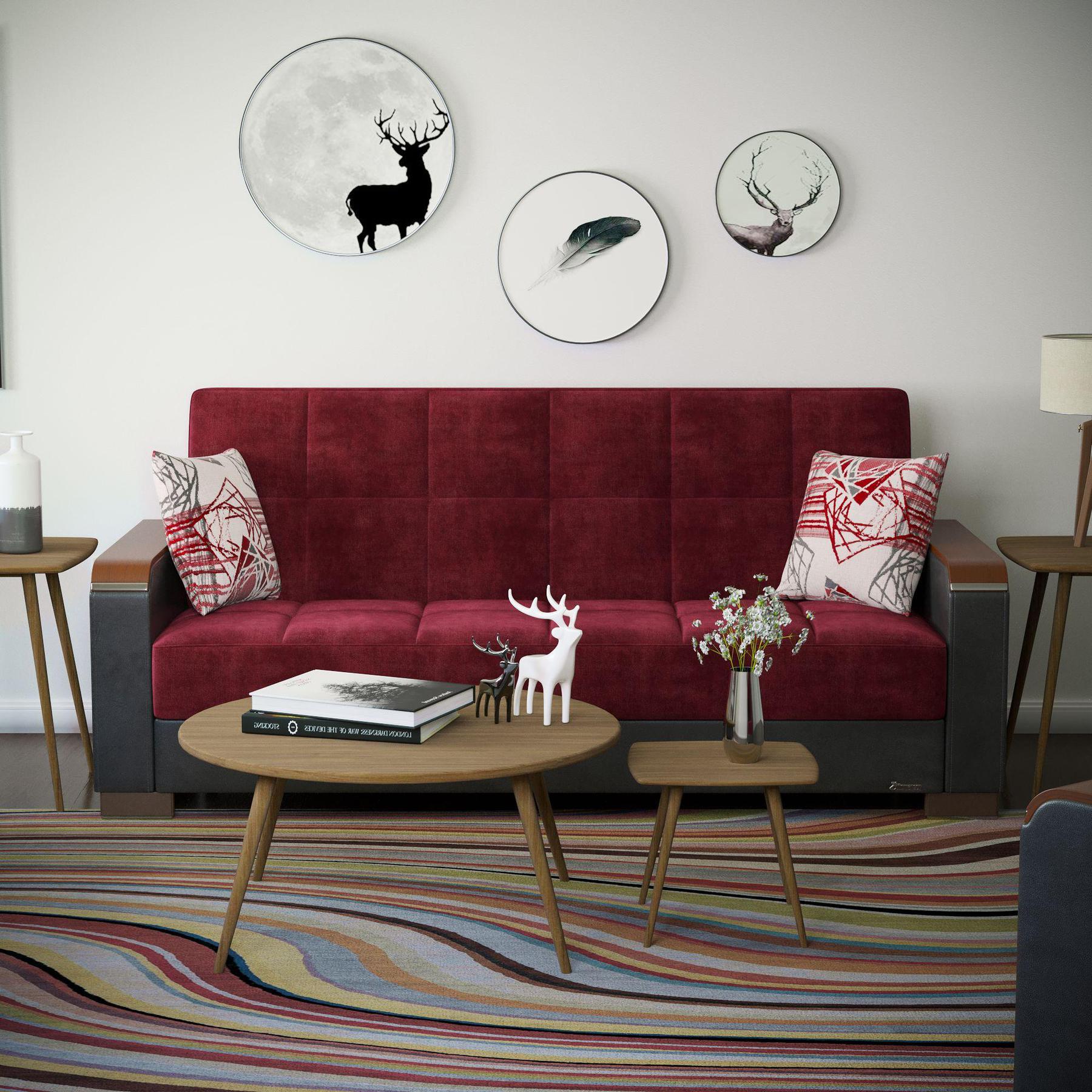burgundy fabric sofa 