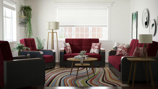 burgundy fabric sofa set