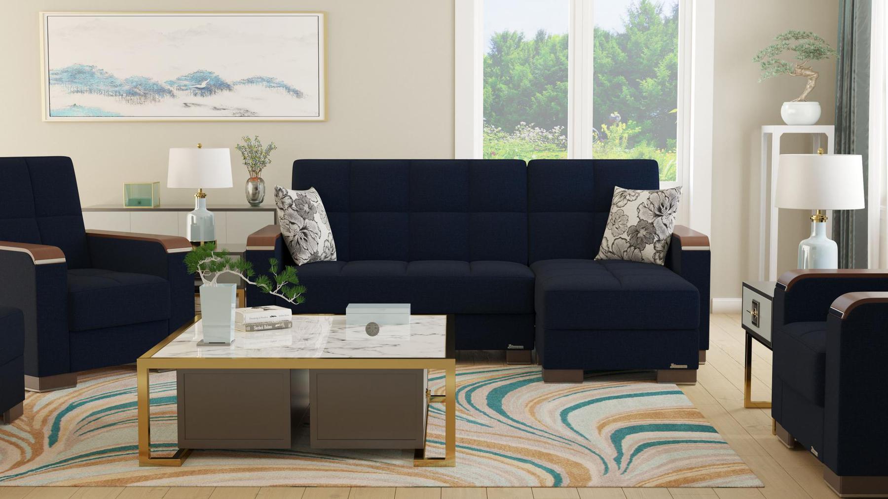 blue fabric sofa sectional