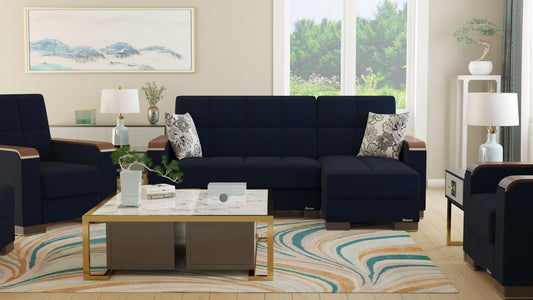 blue fabric sofa sectional