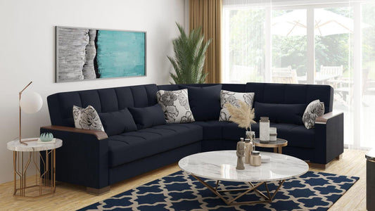 blue fabric sofa sectional