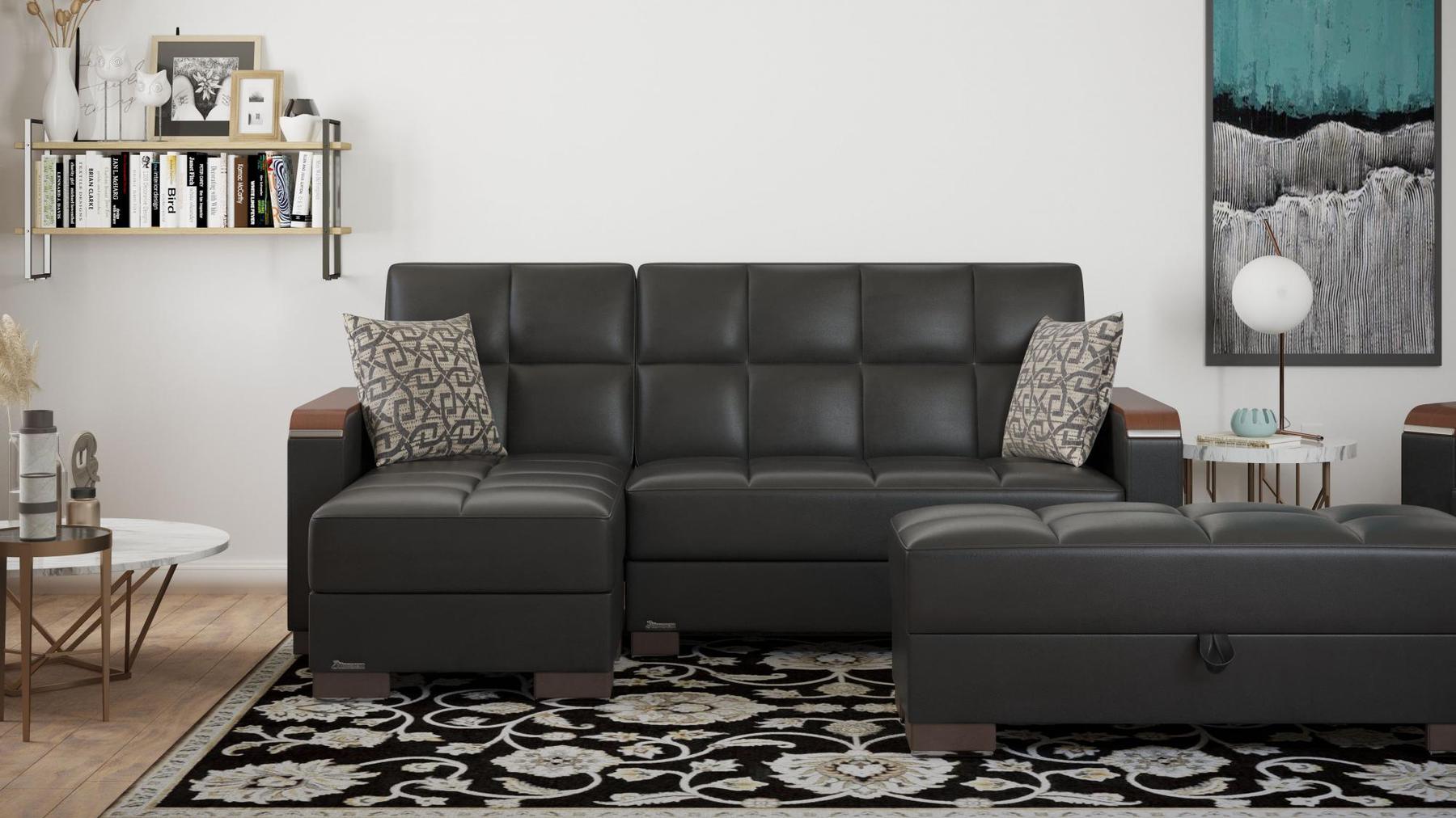 black leather sofa sectional