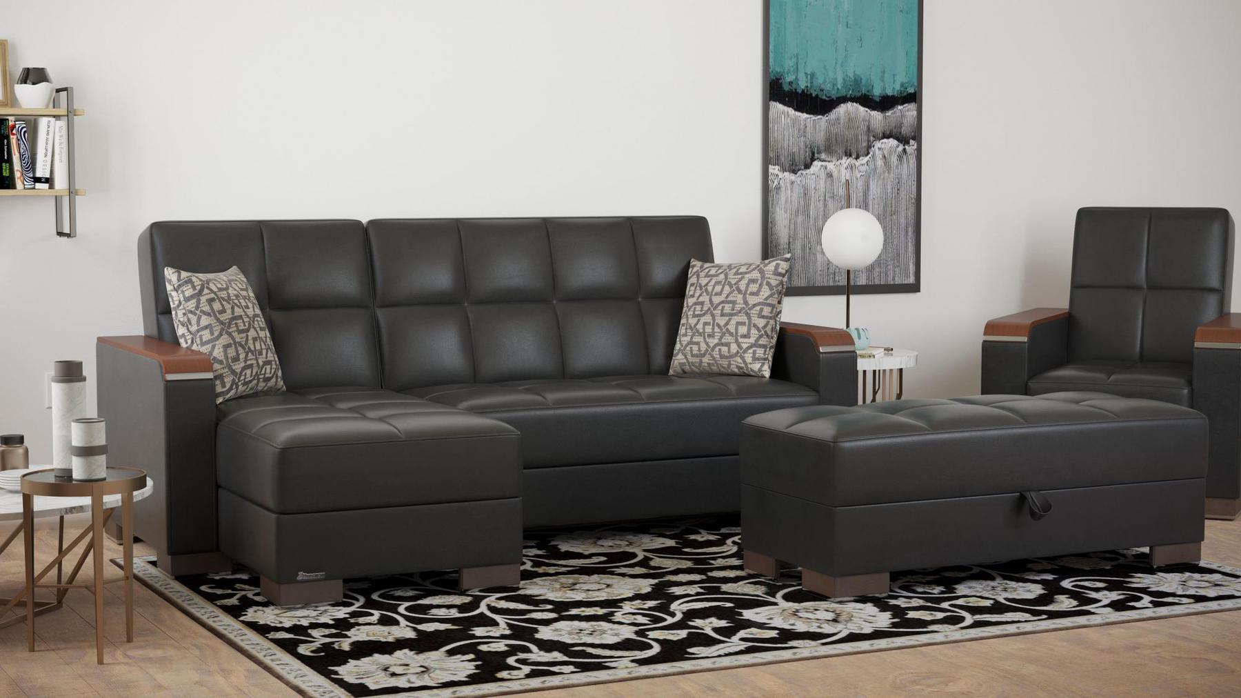 black leather sofa sectional