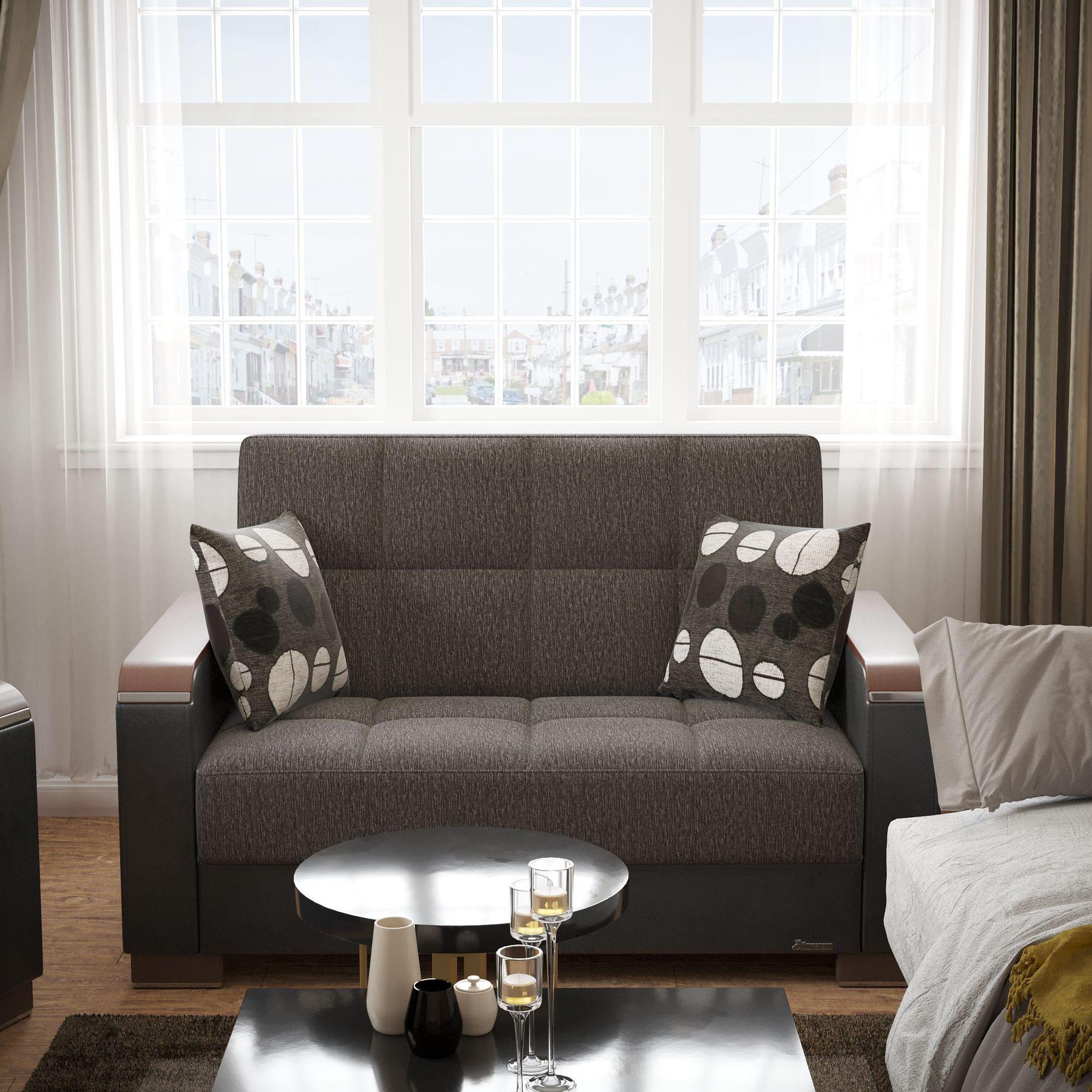 black fabric love seat