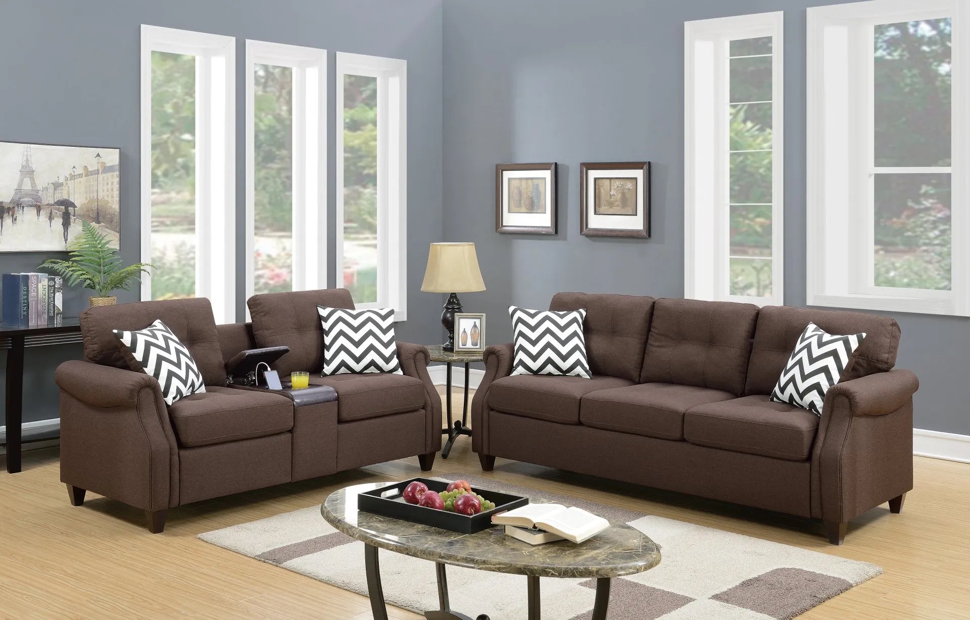 dark coffee fabric sofa set