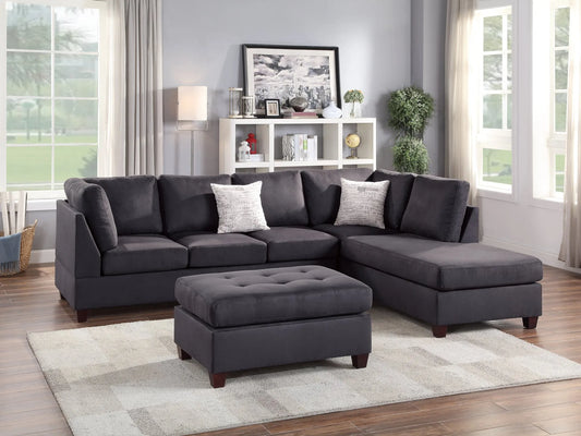 ebony fabric sofa sectional